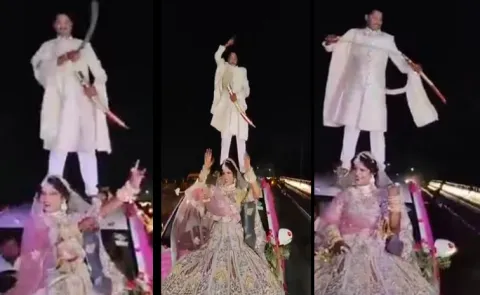 Gwalior newlywed couple performed a risky dance: Viral video12