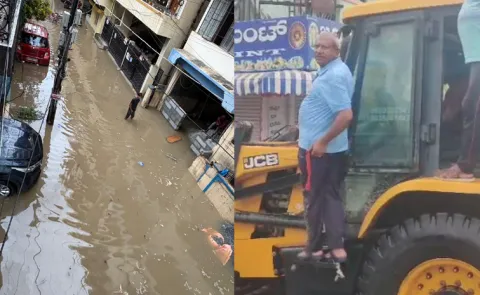 Bengalur Heavy Rain MLA Visits Affected Area On Bulldozer12