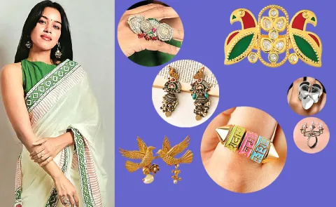 Mirnalini Ravi Inspired Traditional Earrings And Finger Rings