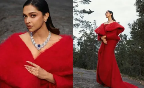 Spirit Row Deepika Padukone dazzles in a dipped-in-red avatar during a recent appearance