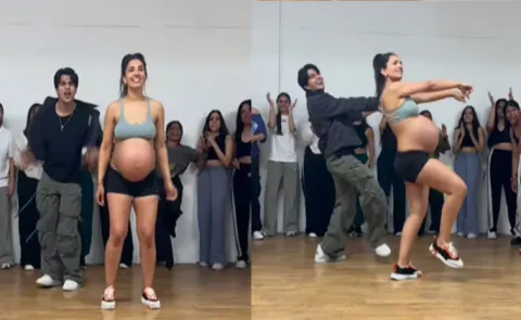 Viral Video: pregnant woman dancing with choreographer to Ding Dong Dole12
