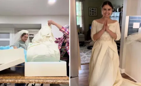 woman stunned when she stumbled a pristine vintage wedding dress