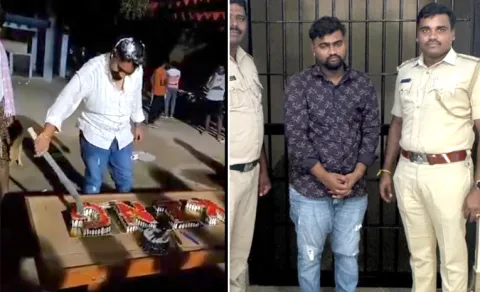 Auto Driver Anil Kumar Arrested For Cutting Cake With A Long 5