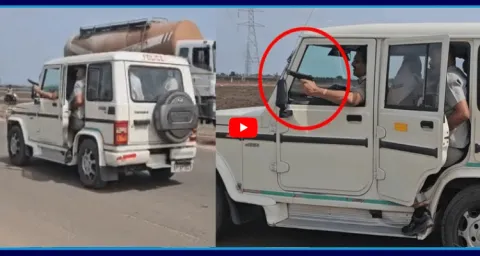 Tadipatri CI Sai Prasad Showing Revolver To YSRCP Activists