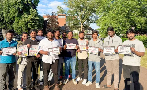 June 4 Vennupotudinam YSRCP UK Committee protested against AP CM in UK14