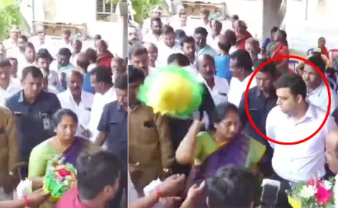 Minister Savitha Throws Bouquet Video Goes On Viral4