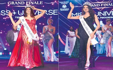 Miss Universe 2025 Telangana and andhra pradesh Winners Kashvi, prakruti14