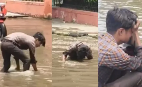 Man Breaks Down After Losing Phone In Water Video Viral