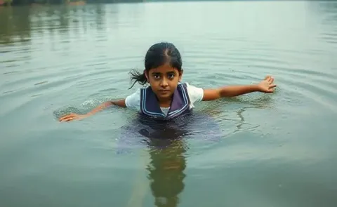 Jharkhand girl swims to school after bridge collapse14