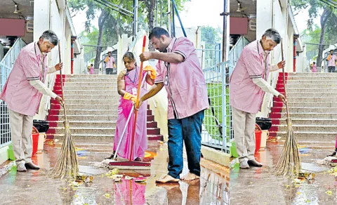 Setting in Chandrababu naidu Sanitation Program At Tirupati
