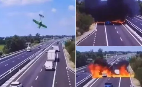 Video Viral: Plane Crashes Into Italian Highway