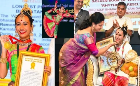 Remona Evette Pereira sets global record with 170 hour Bharatanatyam performance