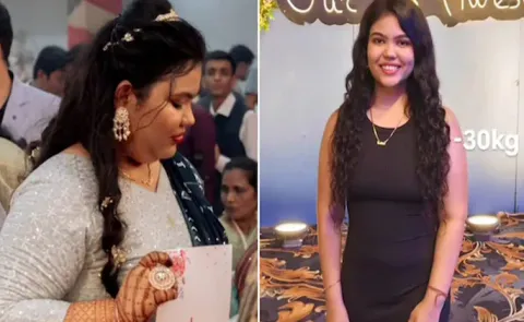 Without Going To Gym Woman weight came down From 95 Kg To 65 Kg9