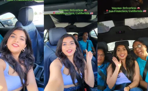 Indian woman surprises parents in driverless car ride San Francisco5