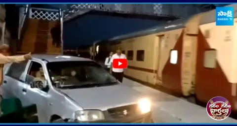 Drunk Man Drive Car On Railway Platform5