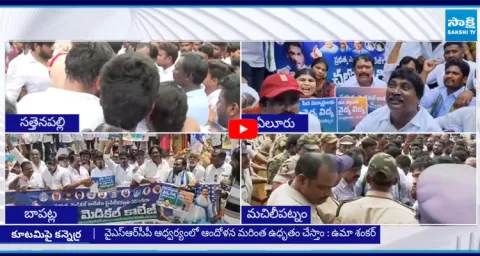 Medical Students and YSRCP Leaders Protest On Roads