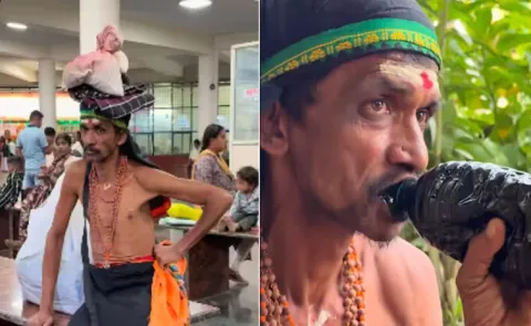 Karnataka man claims he survives on 8 litres of engine oil every day Viral video