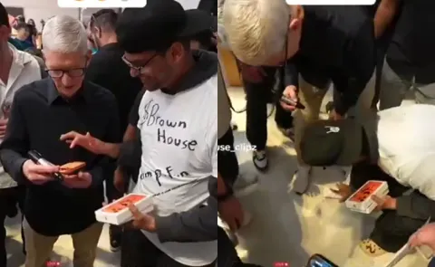 Man Drops Brand New iPhone 17 Pro In Front Of Tim Cook