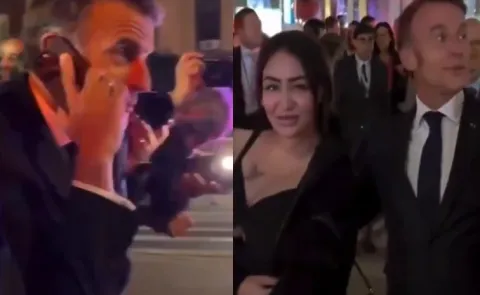 French President Macron stopped by police tells Trump