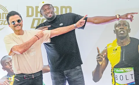Bolt at a special event held at the Jamunabai Narsee Campus in Mumbai