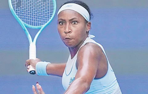 Coco Gauff in the third round of the China Open tennis tournament