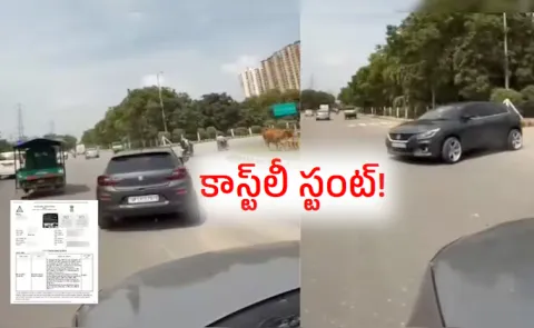 Noida Man Performing Dangerous Car Stunt Police Slap Rs 57500 Fine