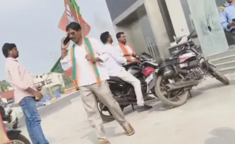 Bjp Workers Attack Car Showroom In Nalgonda