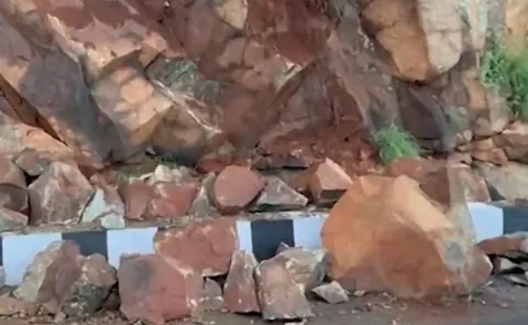 Land Slides Broken At Tirumala Ghat Road