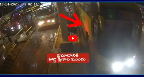 CCTV Footage Kaveri Travels Bus Fire Incident