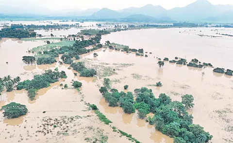 Low lying areas in northern Andhra flooded by heavy rains