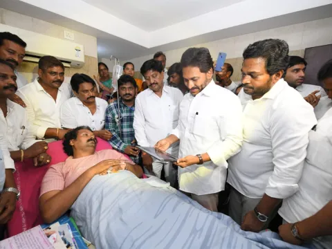 YS Jagan visits party activist at hospital Vijayawada