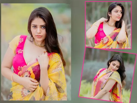 Bandhavi Sridhar Glam in colorfull saree photos