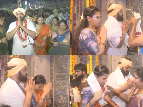 Manchu Manoj Couple Visited Gangamma Jatara At Tirupati Photos