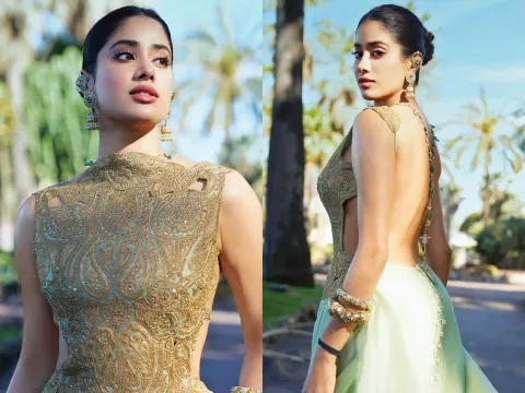 Janhvi Kapoor continues to bring desi drama At Cannes Film Festival in backless dress Photos