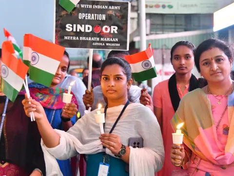 Candle light support of the Indian Army in Vijayawada Photos1
