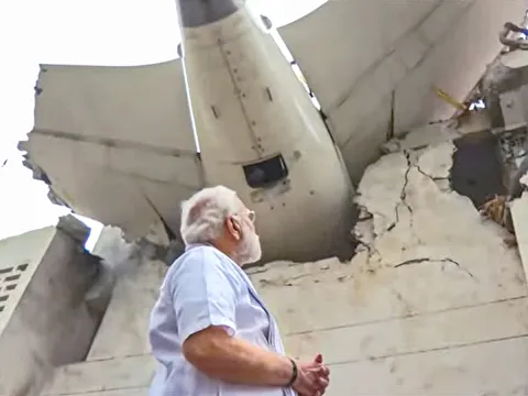 Narendra Modi visits the site of the Air India plane crash in Ahmedabad