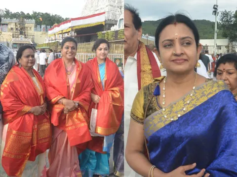 Actresses Roja,Meena And Indraja Visit Tirumala Temple Photos