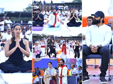 international yoga day 2025 celebration lb stadium photos