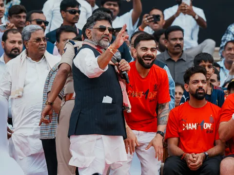IPL 2025 winning Royal Challengers Bengaluru team felicitation ceremony at the Chinnaswamy Stadium