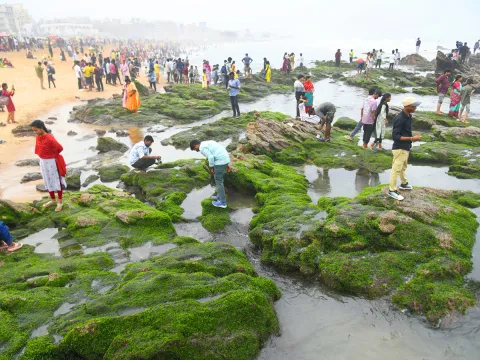 People Enjoying At RK Beach In Visakhapatnam: Photos