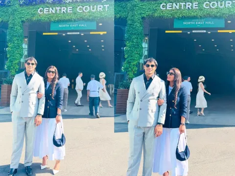 Neeraj Chopra makes first public appearance with wife at Wimbledon Photos