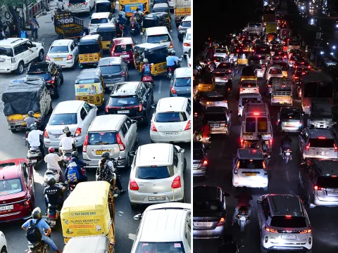 Heavy Traffic Jam in Hyderabad Photos