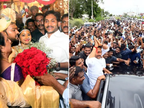 YS Jagan mohan reddy attends to wedding ceremony attracts crowds in Anantapur. photos