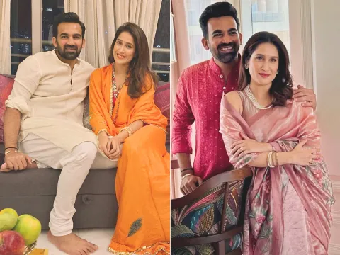 Former Indian cricketer Zaheer Khan wife Sagarika Ghatge IN saree style Photos