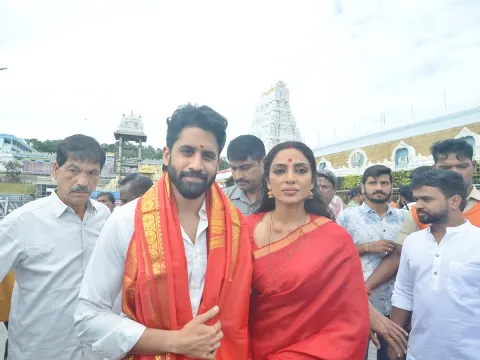 Naga Chaitanya And Sobhita Dhulipala visit Tirumala Temple Photos