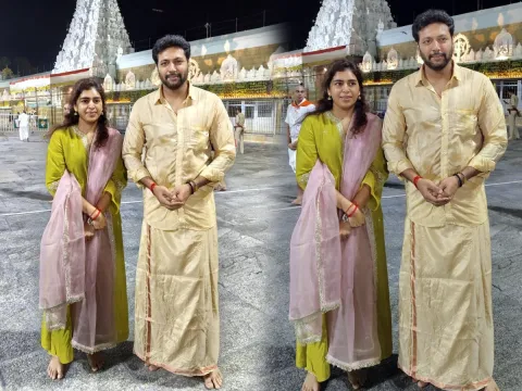 Jayam Ravi Spotted In Tirumala With Kenisha (Photos)