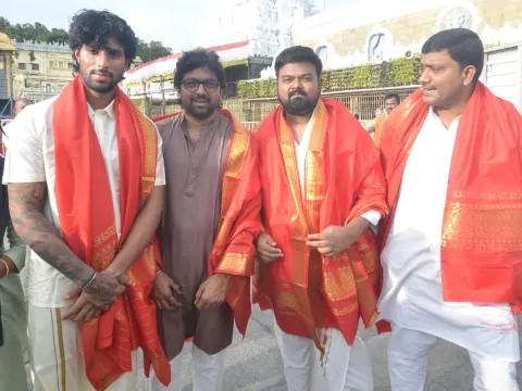 Director Venky Kudumulu, Mallidi Vassishta And Cricketer Tilak Varma Visits Tirumala Temple Photos