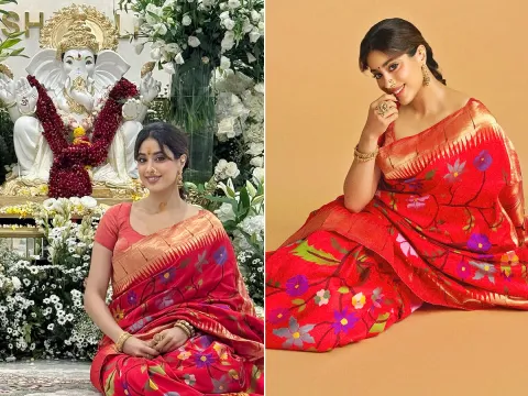 Janhvi Kapoor Performs Puja During Ganesh Chaturthi Celebrations At Manish Malhotra Home Photos