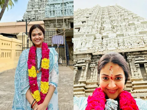Anchor Sreemukhhi Visits Tiruvannamalai Arunachalam Temple Photos