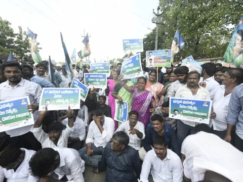 YSRCP MLCs Protest against Medical Colleges Privatization